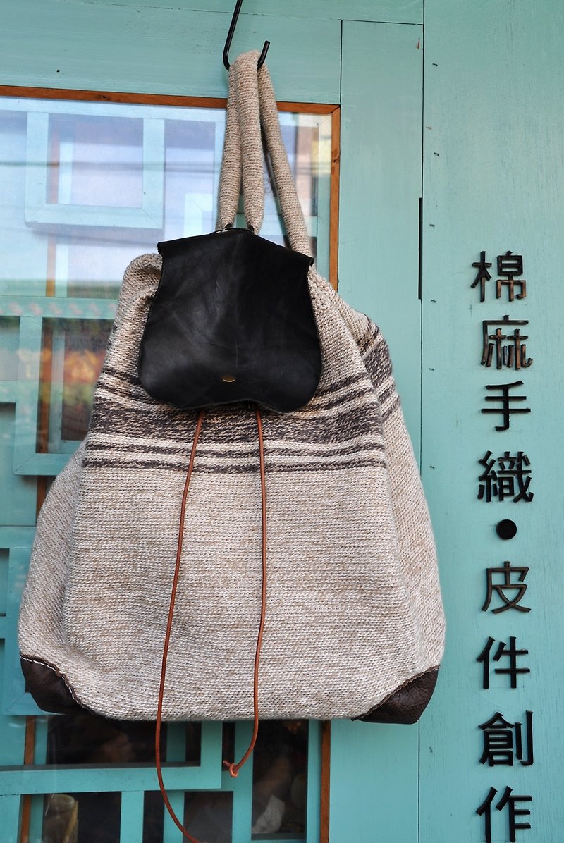 Youth Notes - cotton twine hand-crocheted backpack - กระเป๋าเป้สะพายหลัง - ผ้าฝ้าย/ผ้าลินิน 