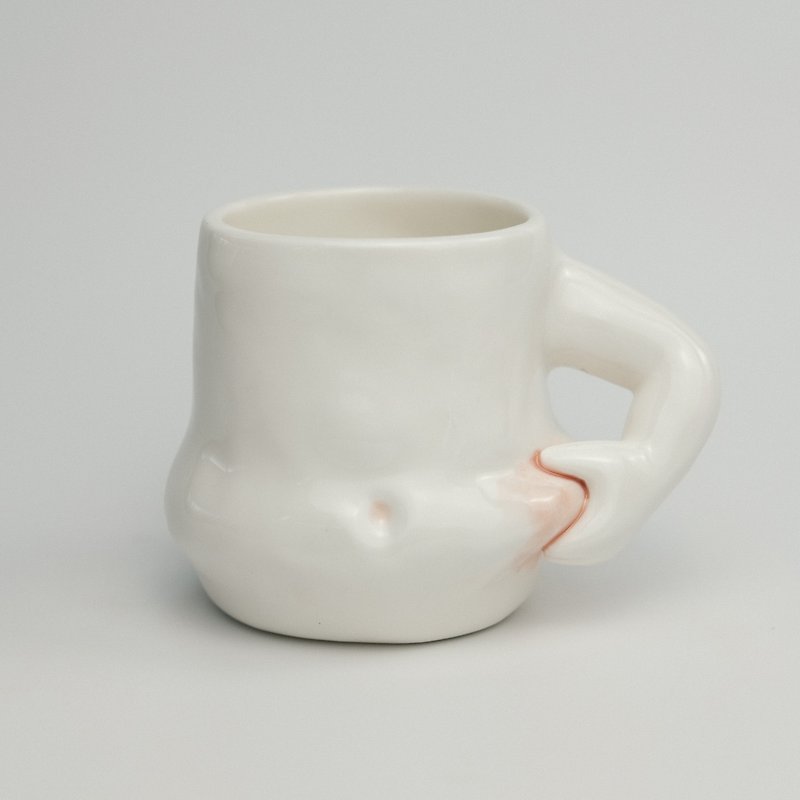 เครื่องลายคราม แก้ว ขาว - Pinch belly cup handmade ceramic cup / coffee cup