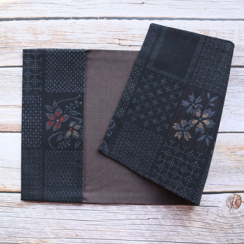 [Elegance] Japanese imported fabric book cover, adjustable book cover (black color) - ปกหนังสือ - ผ้าฝ้าย/ผ้าลินิน 