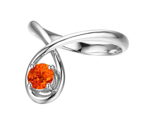 Majade Jewelry Design 極簡主義橘色藍寶石婚戒 14K白金戒指 簡約求婚戒指 優雅橘寶戒指