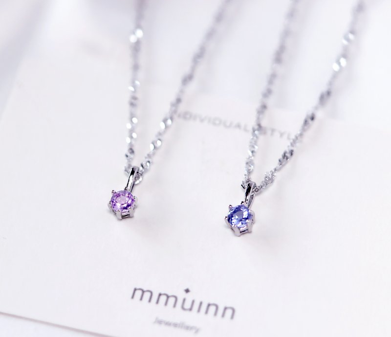 Top Stone-Amethyst 4-5mm Sterling Silver Necklace - สร้อยคอ - คริสตัล สีม่วง