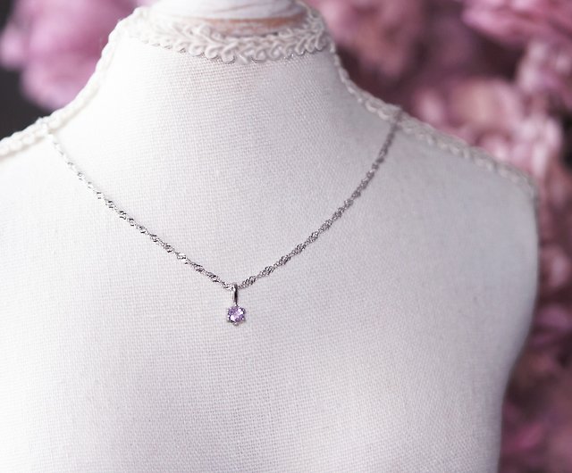 Top Stone-Amethyst 4-5mm Sterling Silver Necklace - Shop mmuinn Necklaces -  Pinkoi