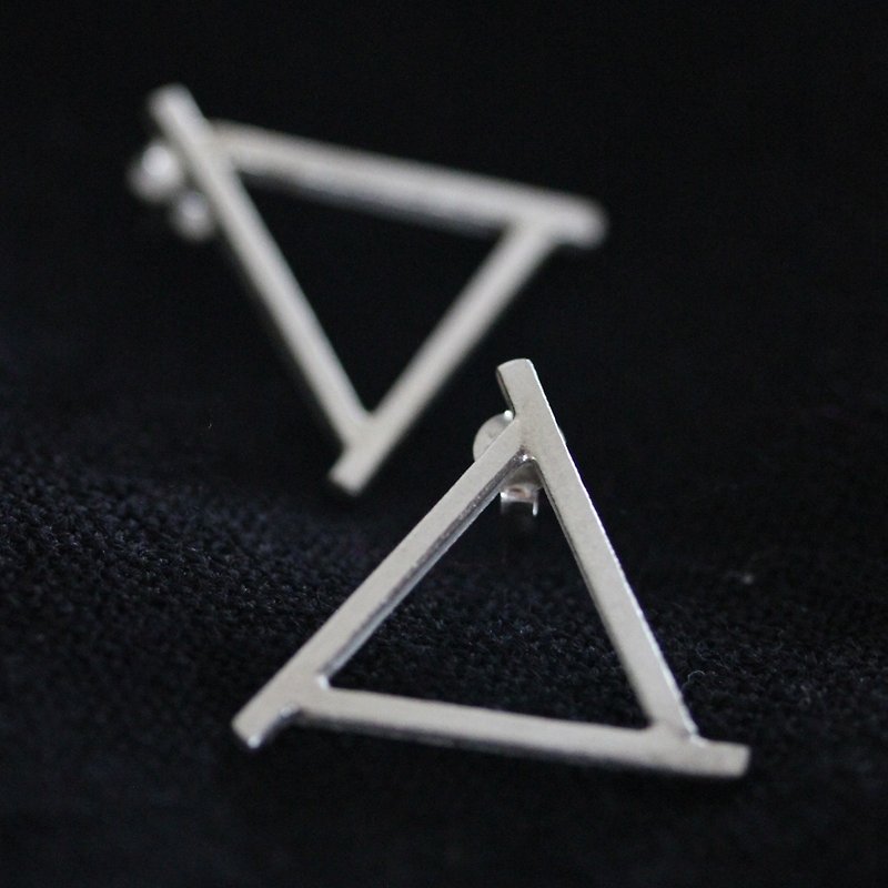 Triangle wire stud silver earrings (E0147) - Earrings & Clip-ons - Silver Silver