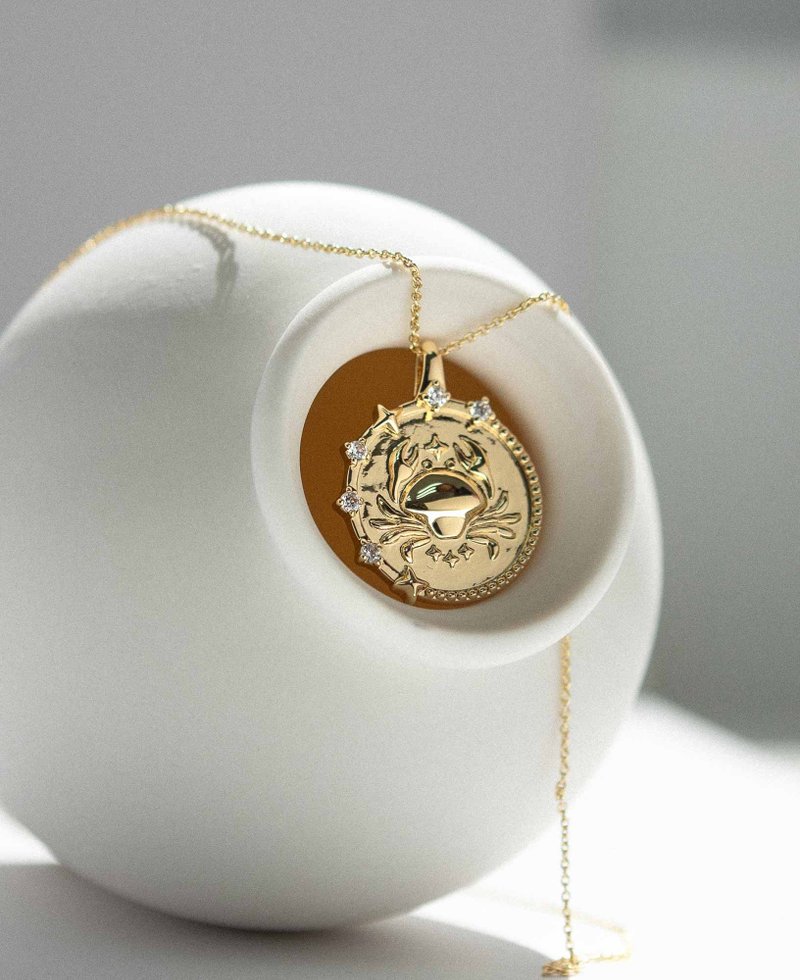 Cancer Horoscope Gold Pendant Necklace | Sachelle Collective - Necklaces - Precious Metals Gold