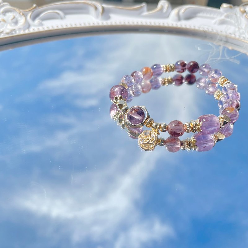 Purple Ghost Wealth Crystal Bracelet Design 14K Gold-filled Lucky Crystal Bracelet Birthday Promotion Gift - สร้อยข้อมือ - คริสตัล หลากหลายสี