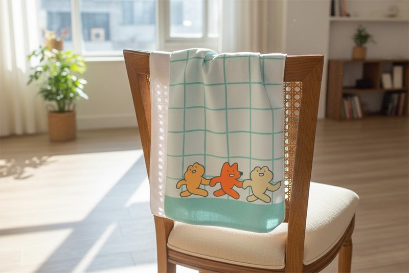 【幸福朵朵 x クアソンフロッグ】独占ライセンス タオル フェイスタオル クアソンフロッグタオル - タオル・バスタオル - その他の化学繊維 ブルー