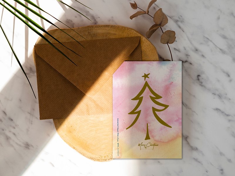 Golden Christmas Tree【CM17055】Rococo Strawberry WELKIN Handmade Postcard - การ์ด/โปสการ์ด - กระดาษ 