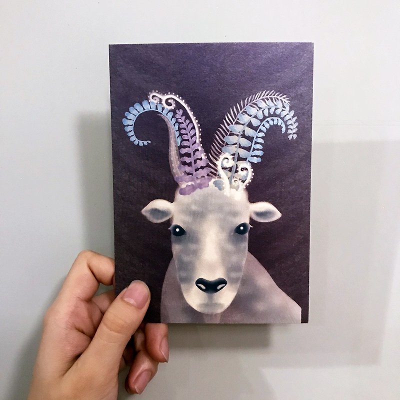 Paper Shoot《Fantastic Fern》 Series Postcard - Sheep - การ์ด/โปสการ์ด - กระดาษ สีน้ำเงิน