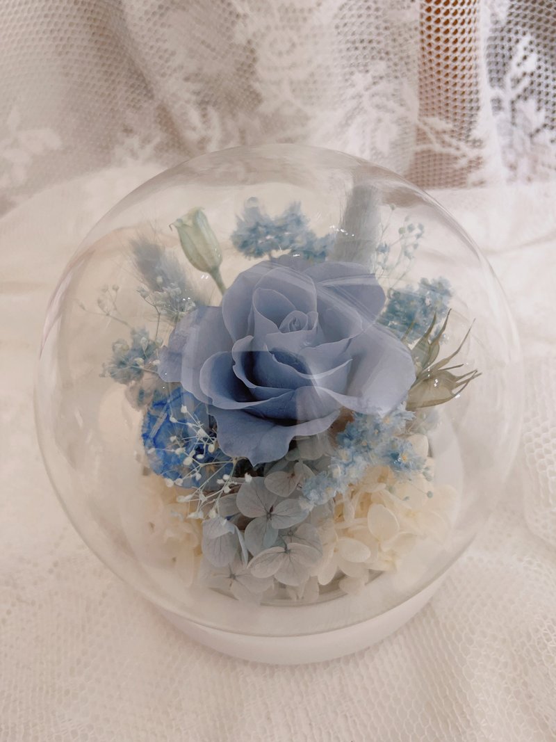 Azure small fresh handmade eternal flower gift glass cup - ช่อดอกไม้แห้ง - พืช/ดอกไม้ 