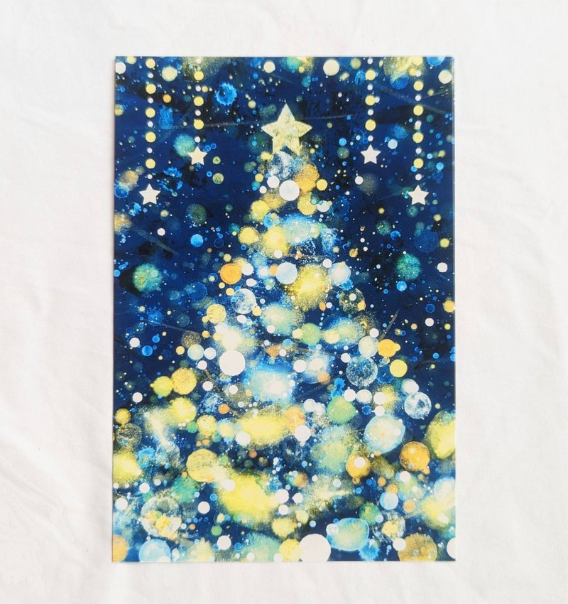 Christmas Postcard Snow and Starry Night 5 card set - はがき・メッセージカード - 紙 ブルー