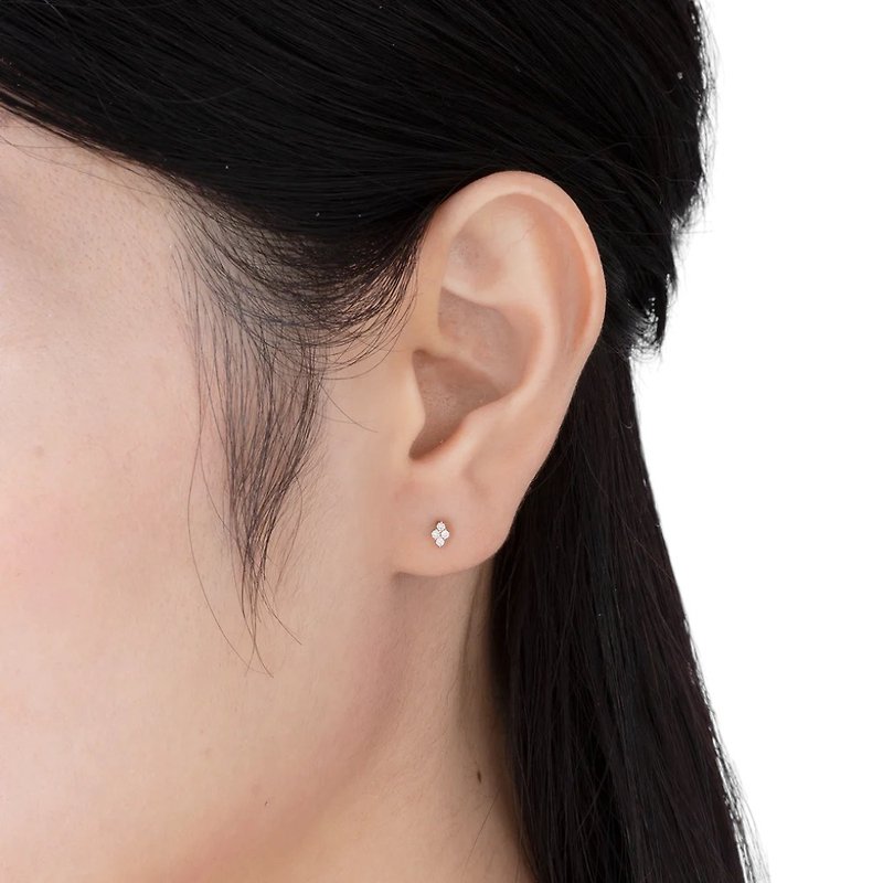 Japan MONATELIER | K10 (Gold) Natural Diamond Earrings 【Mercurio】 - Earrings & Clip-ons - Diamond Gold