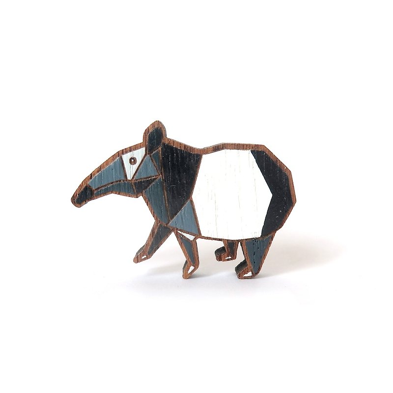 Wooden brooch tapir - Brooches - Wood Black