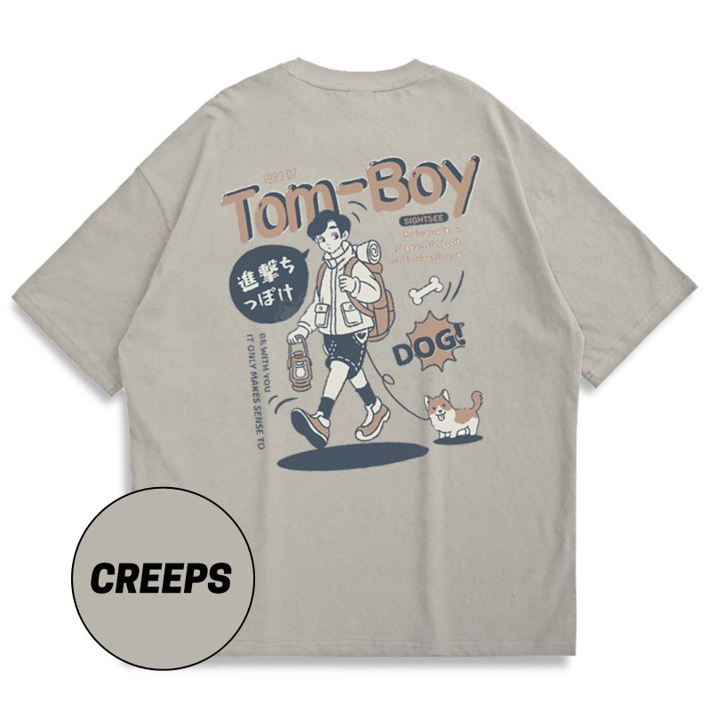 【CREEPS】トムボーイ ルーズヘビープリントTシャツ 210g - Tシャツ メンズ - コットン・麻 多色