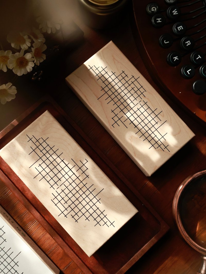 壹洱原創新品【花框印章】碎花邊框紅橡膠楓木手賬印章 - 印章/印台 - 木頭 黑色