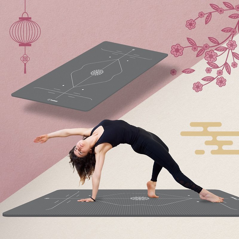 15mm Yoga Mat Extra Thick and Wide with Alignment Lines - เสื่อโยคะ - ยาง สีกากี