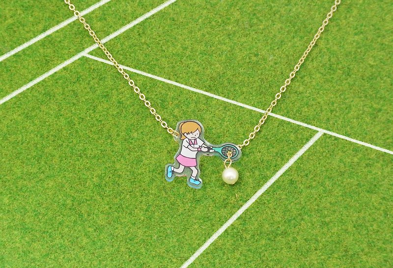 Tennis Player Necklace - สร้อยคอ - อะคริลิค 