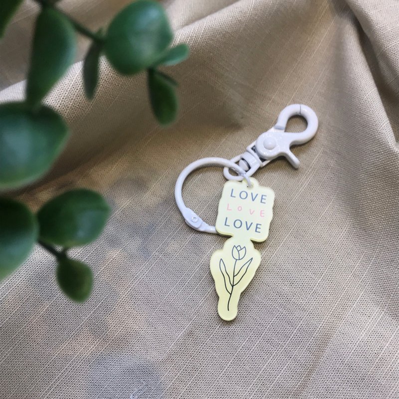 Love Tulip 壓克力雙面鑰匙圈 - 鑰匙圈/鑰匙包 - 壓克力 多色