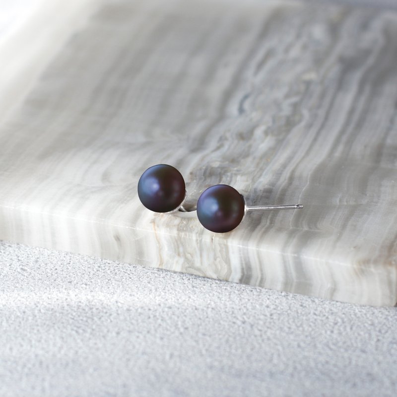 [Preferred Gift] Classic Black Pearl Earrings/Earrings/ Clip-On - ต่างหู - ไข่มุก สีดำ