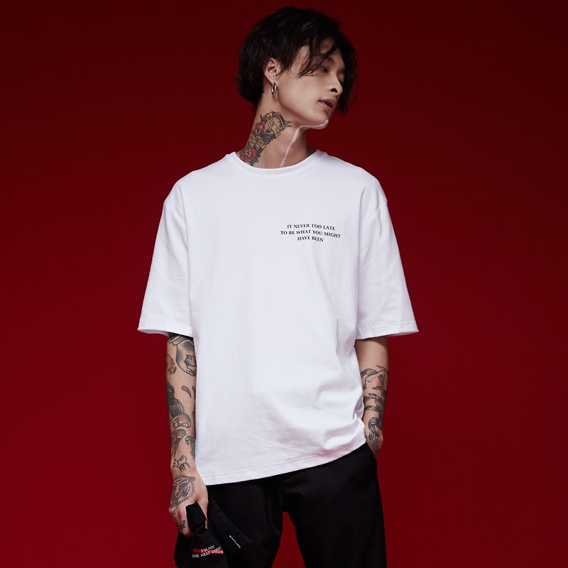 Just Me collection - Fifth Sleeve | Fall Sleeve Tee (L only) - Men's T-Shirts & Tops - Cotton & Hemp White