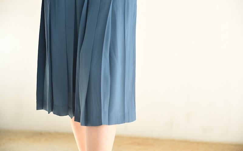 土耳其淺藍百褶半身裙 - 裙子/長裙 - 聚酯纖維 