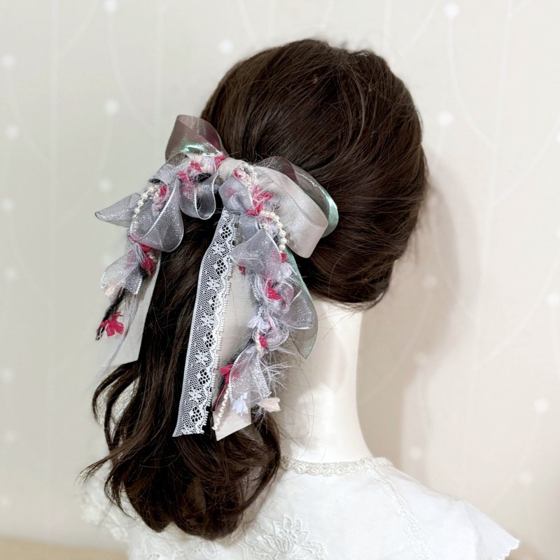 法式編織仙女夾鯊魚夾香蕉夾 彈夾 相交夾 髮圈 馬尾夾 髮夾 抓夾 - 髮夾/髮圈 - 其他材質 灰色