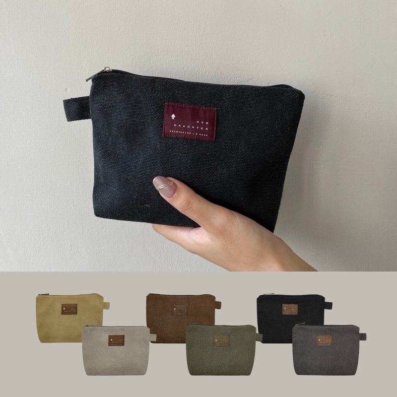 [Christmas Packaging] Thick pound canvas storage bag zipper storage bag - กระเป๋าเครื่องสำอาง - ผ้าฝ้าย/ผ้าลินิน สีกากี