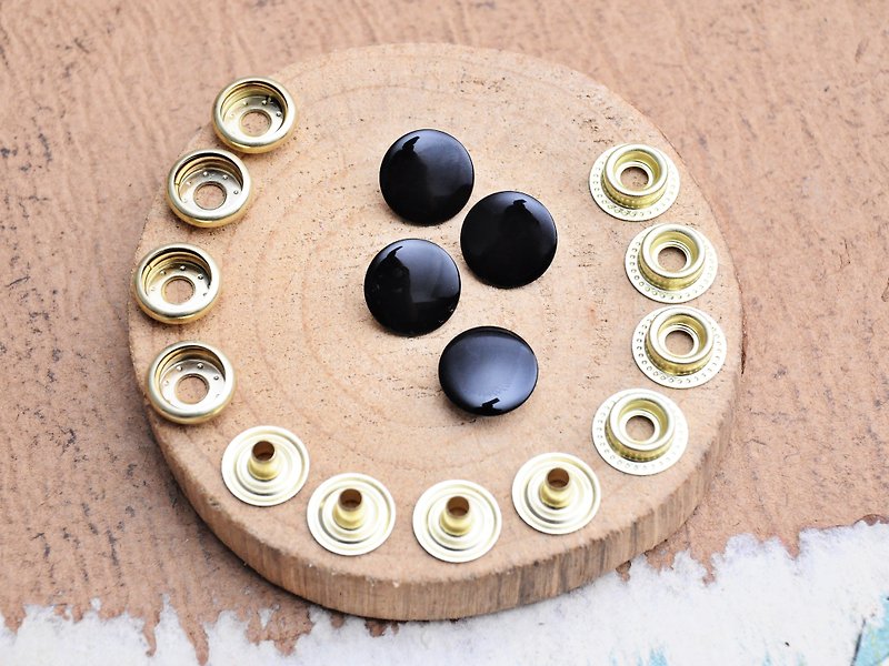 [Big Jumping Bean Series—15mm Snap Button Snap Button|Black NERO (4 groups)] Handmade Leather Personalized Leather DIY Leather Tool Snap Button Sewing Button Button Tool - Leather Goods - Other Metals Black