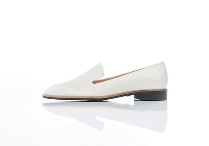 NOUR 經典款 - loafer 全素面樂福鞋 - Latte Bianco 白色 - 女款牛津鞋 - 真皮 白色