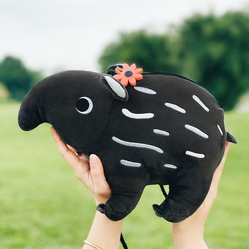 Ready stock | Classic replica Malayan tapir transformed into doll bag Pinkoi | Taipei zoo - Messenger Bags & Sling Bags - Polyester Black