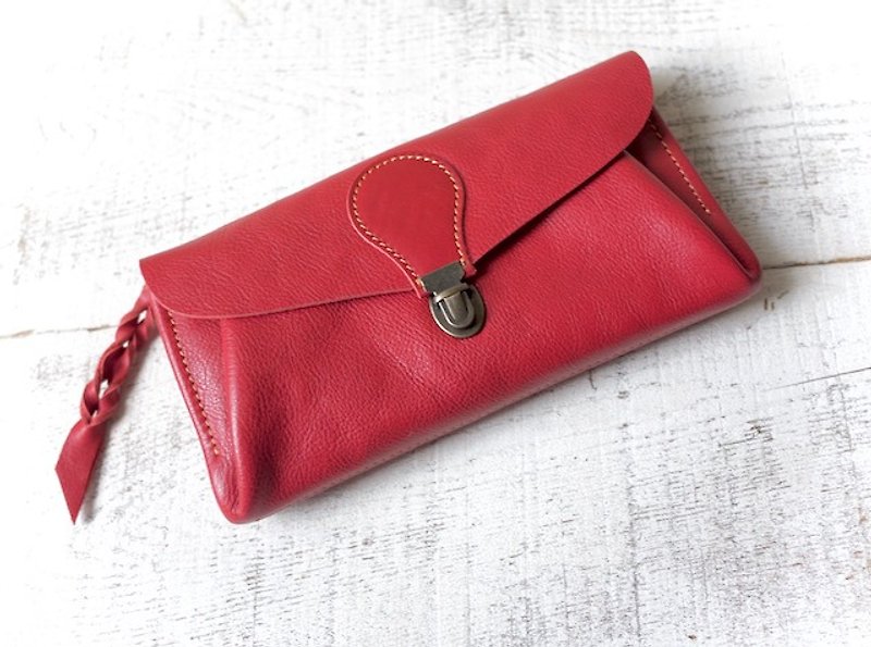 Soft genuine leather wallet "series-envelope" Rose - กระเป๋าสตางค์ - หนังแท้ สีแดง