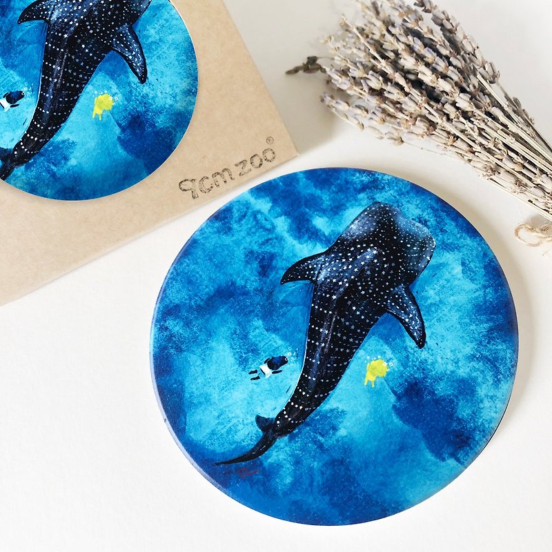 whale shark liquid absorbing ceramic coaster - Coasters - Pottery 