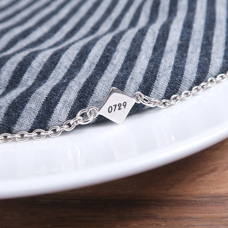 Small square sterling silver children's bracelet with engraving customized baby bracelet - Baby Gift Sets - Sterling Silver Silver