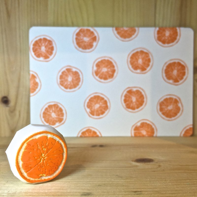 橙印章連明信片 - 印章/印台 - 橡膠 