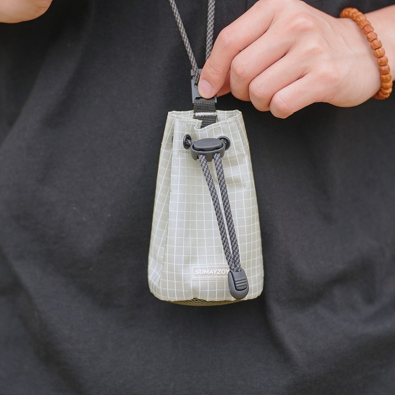 ミニ収納イヤホンバッグ カードケース ネックポーチ 軽量アウトドアキーケース ワークテイスト機能バッグ グレーカーキ - コインケース・小銭入れ - ポリエステル グレー