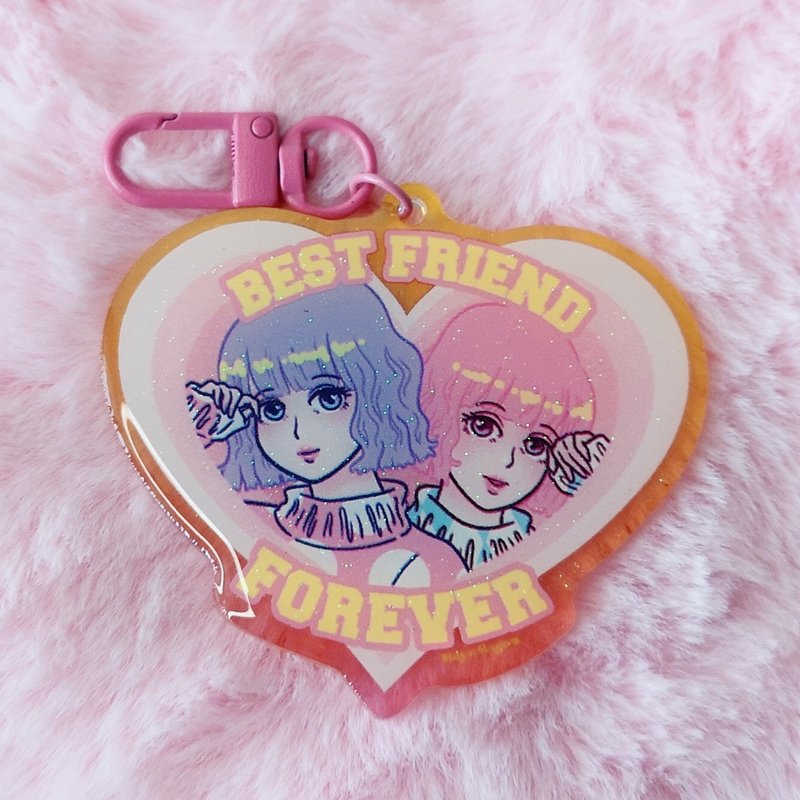原創插畫銀河甜心匙扣 - Best Friend Forever - 鑰匙圈/鑰匙包 - 塑膠 多色