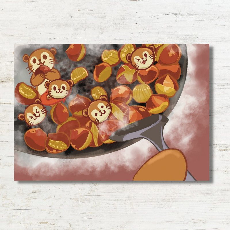 Hong Kong Special Snack Snake and Meerkat Fried Chestnut Postcard Postcard - Cards & Postcards - Paper 