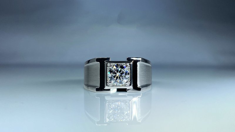 Moissanite Diamond | 1&2 Carat King Men's Ring | Taichung Store | Upgradeable K Gold Platinum Real Diamond - แหวนทั่วไป - เงินแท้ 