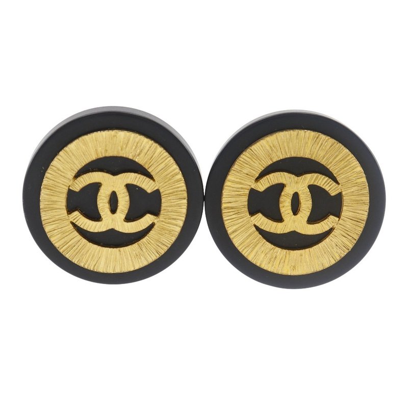 【日本直送】シャネル CHANEL ココマーク イヤリング ヴィンテージ 金メッキ 黒 28 約43.0g レディース【中古】 - 耳環/耳夾/耳骨夾 - 其他金屬 金色