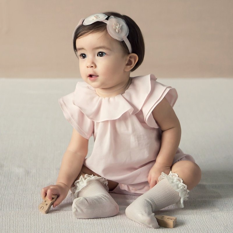 Happy Prince Ribe 女嬰童荷葉邊短袖連身衣 韓國製 - 其他 - 棉．麻 粉紅色