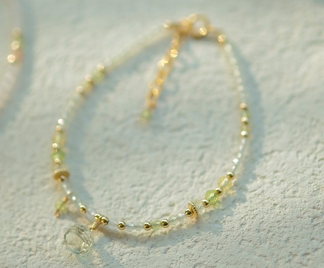 14kgfグリーンアメジストドーナッツカービングピアス/イヤリング K10イエローゴールドグリーンアメシストリング（ピンキーリング