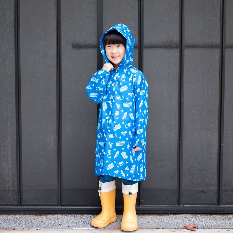 小車噗噗藍色兒童風雨衣 - 兒童雨衣/雨具 - 防水材質 藍色