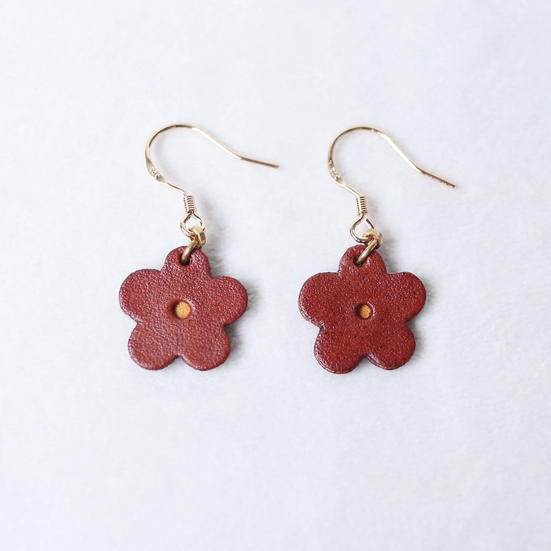 06:47 AM The Sun and His Flowers / Brown - Leather Earrings / Stud Clip-On - Earrings & Clip-ons - Genuine Leather Brown