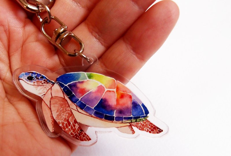 Turtle-key ring - Charms - Acrylic Multicolor