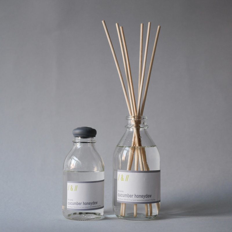 Cucumber honeydew / this series / reed diffuser in glass bottle 100ml/200ml - Fragrances - Essential Oils Gray