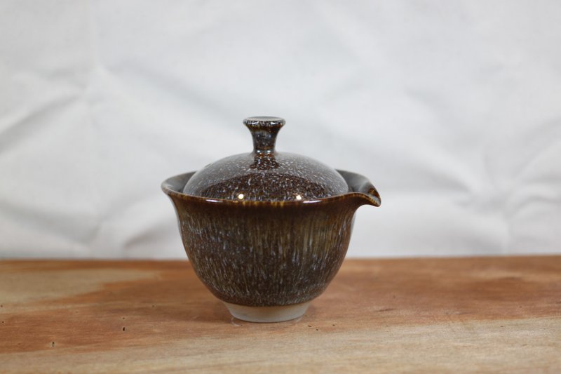 【送禮好物】鬃花天目釉蓋碗 蓋杯 鶯歌名家葉敏祥作品 - 茶壺/茶杯/茶具 - 陶 
