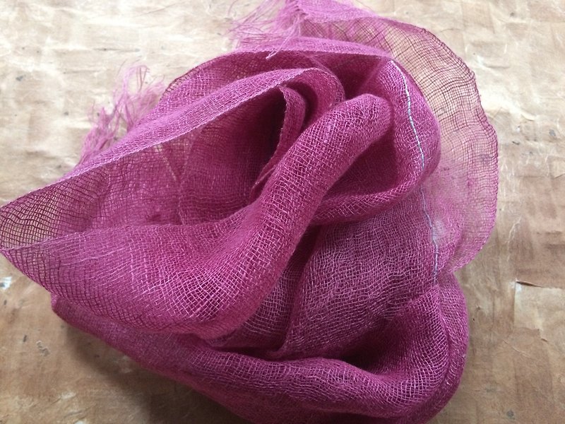 Hand-woven hemp stole K - Scarves - Cotton & Hemp Pink