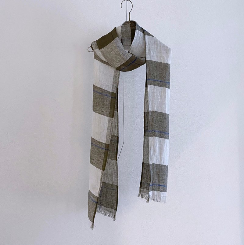 Linen Scarf - Matcha - Knit Scarves & Wraps - Cotton & Hemp Multicolor