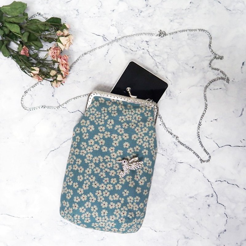 Flowers - Mouth gold package - Messenger Bags & Sling Bags - Cotton & Hemp Blue