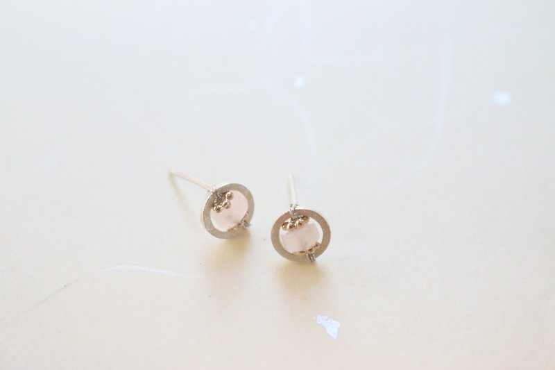純銀 耳環 (0948) 萬事大吉 - 耳環/耳夾 - 寶石 粉紅色