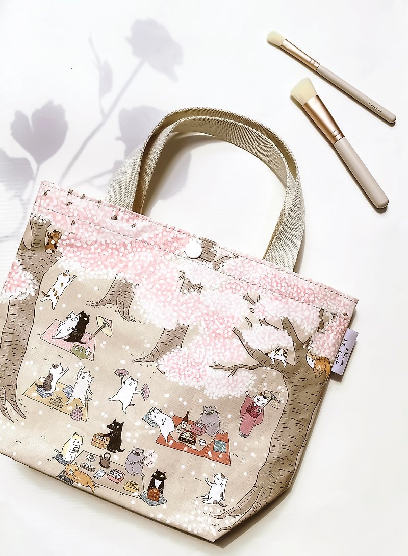 Sunny Bag × Miss Cat Ms.Cat トートバッグ - 桜と猫 - トート・ハンドバッグ - その他の素材 ピンク